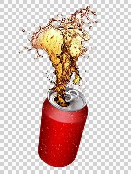 Cola splashing out of a cans, transparent background Stock Illustration