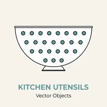 Colander kitchen sieve pasta strainer simple form vector illustration. Vector Stock Illustration
