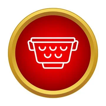 Colander kitchenware icon on red circle background Stock Illustration