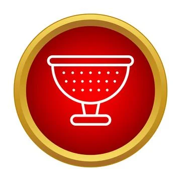 Colander strainer kitchen utensil icon in red circle Illustration