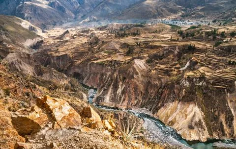 Colca canyon view overview Stock Photos