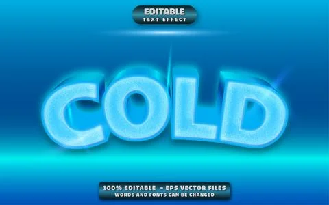 Cold 3D Editable Text Effect Vector Design Stock Illustration