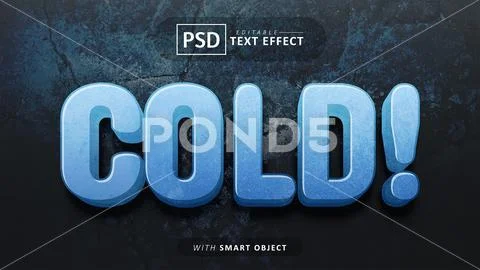 Cold 3d text effect editable PSD Template