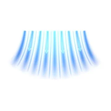 Cold air flow, blue arrows showing wind direction of air movement, vector fresh Illustrazione stock