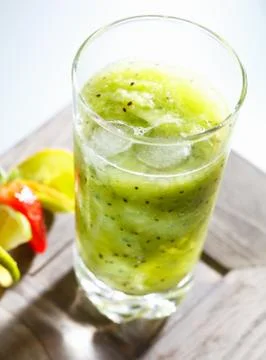 Cold and refreshing kiwi smoothie Stock Photos
