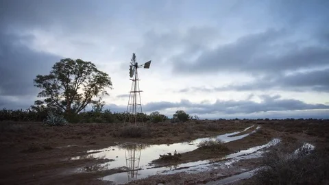 Cold and wet sunset in the Karoo Stock Footage 73108364