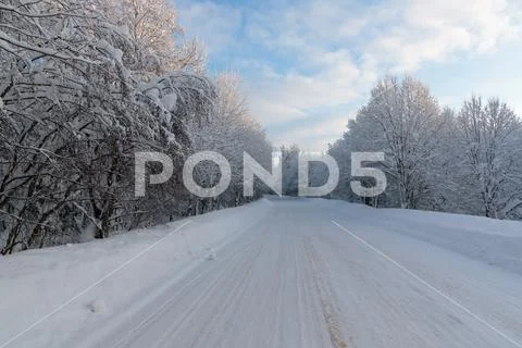 Cold and winter landscapes with snow in Russia Stock Photos