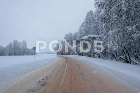 Cold and winter landscapes with snow in Russia Stock Photos