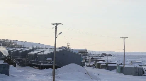 Cold Arctic Town Stock Footage 5235501