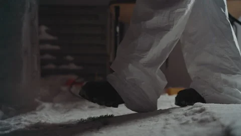 Cold basement scene with scattered tools and technician. Urban basement Stock Footage 346470603