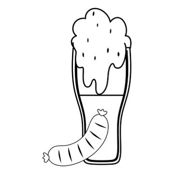 Cold beer beverage isolated icon over white background line style Stock Illustration