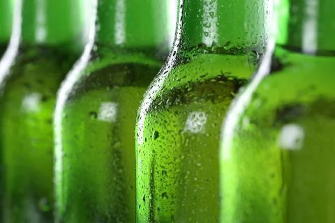 Cold beer in bottles Stock Photos