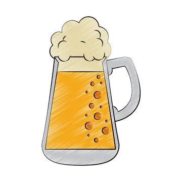 Cold beer glass scribble Stock Illustration