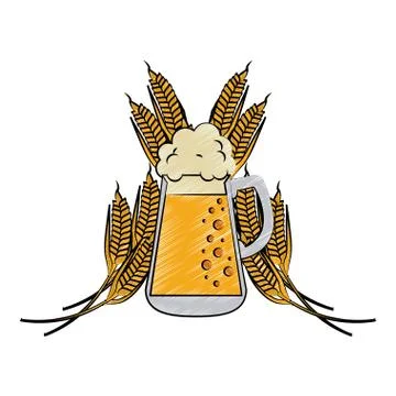 Cold beer glass scribble Stock Illustration