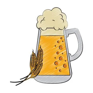 Cold beer glass scribble Stock Illustration
