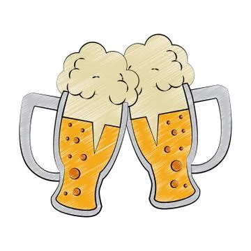 Cold beer glasses scribble Stock Illustration