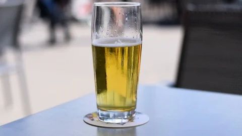 Cold beer at a public place Stock Footage 89792837