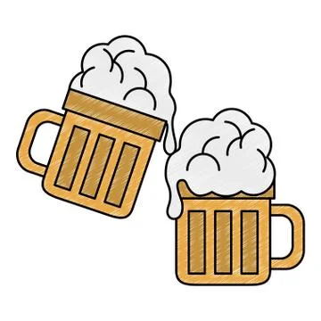 Cold beers cups scribble Stock Illustration