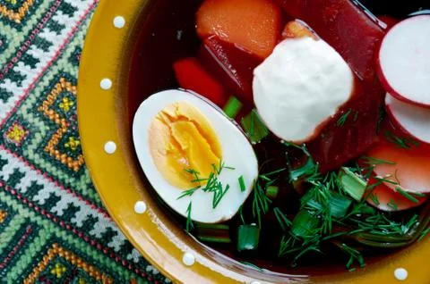 Cold beet soup Stock Photos