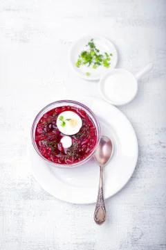 Cold beet soup Stock Photos