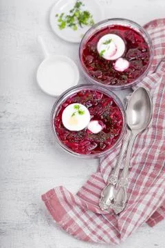 Cold beet soup Stock Photos