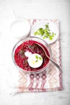 Cold beet soup Stock Photos