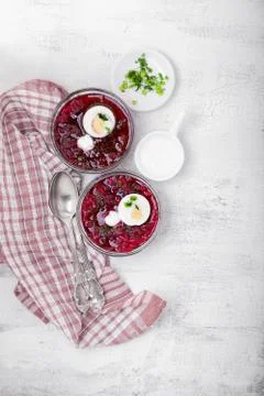Cold beet soup Stock Photos