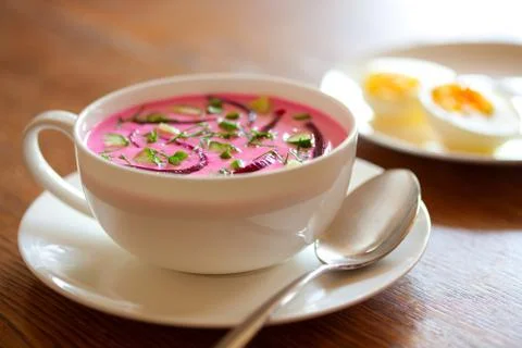 Cold beet soup Stock Photos