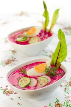 Cold beet soup Stock Photos