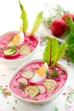 Cold beet soup Stock Photos