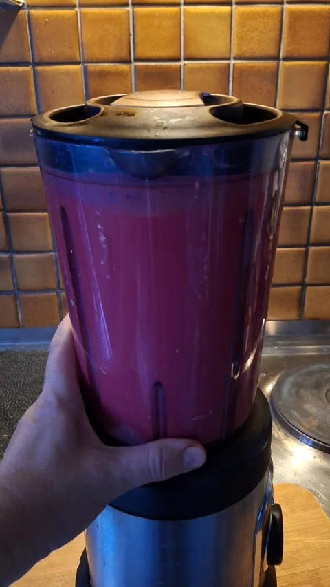 Cold beetroot soup with basil. Recipe. Stock Footage 341501712