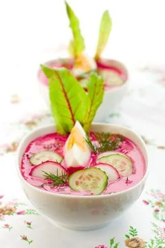 Cold beetroot soup Stock Photos