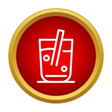 Cold beverage drink icon in red circle Stock Illustration