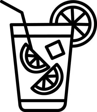 Cold beverage glass with straw and slice Stock Illustration