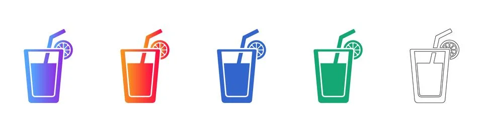 Cold Beverage Vector Icon Set Stock Illustration