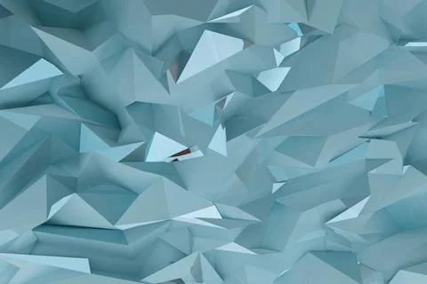 Cold blue abstract geometric 3D background with polygonal shapes. 3D renderin イラスト素材