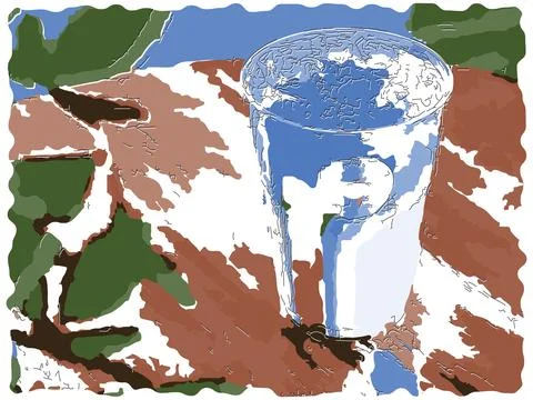 Cold blue drink in glass on the table Stock Illustration