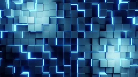 Cold blue metal brick wall background VJ loop 4K Stock Footage 213073248