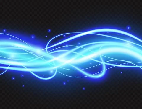 Cold blue plazma glow lines neon light effect decor, luxury glowing energy Stock Illustration