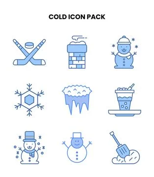 Cold Blue Set Icons Pack Stock Illustration