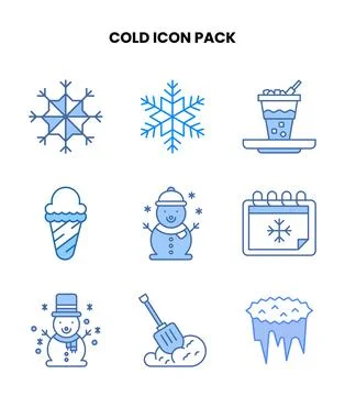 Cold Blue Set Icons Pack 스톡 일러스트