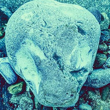 Cold blue stone texture close-up on rocky beach Stock Photos