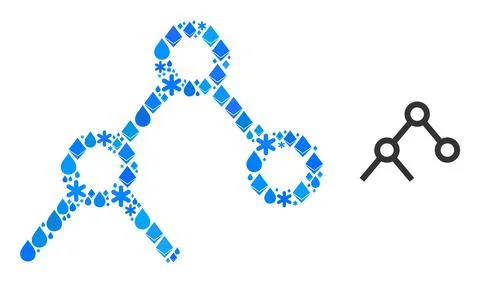 Cold Blue Water Composition Binary Links Icon Stock Illustration