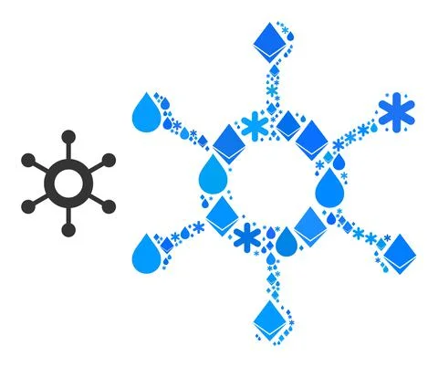 Cold Blue Water Composition Central Connection Icon Stock Illustration