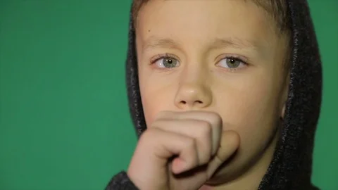 The cold boy. The child coughs Stock Footage 84659178