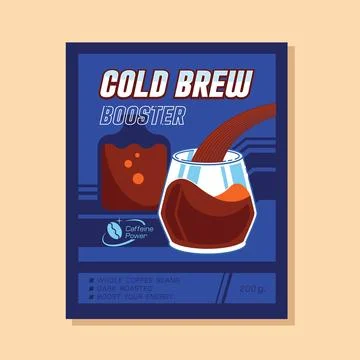Cold brew booster coffee label Stock Illustration