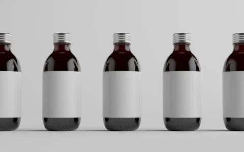Cold Brew Coffee Amber / Brown Medium Glass Bottle Packaging Mockup - Multipl Stock Illustration