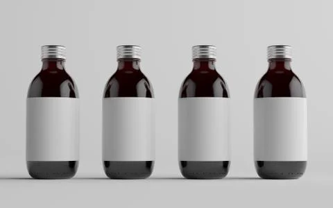 Cold Brew Coffee Amber / Brown Medium Glass Bottle Packaging Mockup - Multipl Stock Illustration