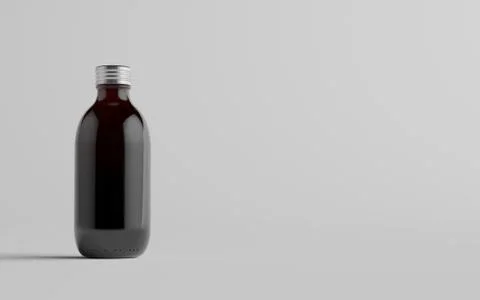 Cold Brew Coffee Amber / Brown Medium Glass Bottle Packaging Mockup - One Bot Stock Illustration