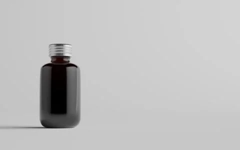 Cold Brew Coffee Amber / Brown Small Glass Bottle Packaging Mockup - One Bott Stock Illustration